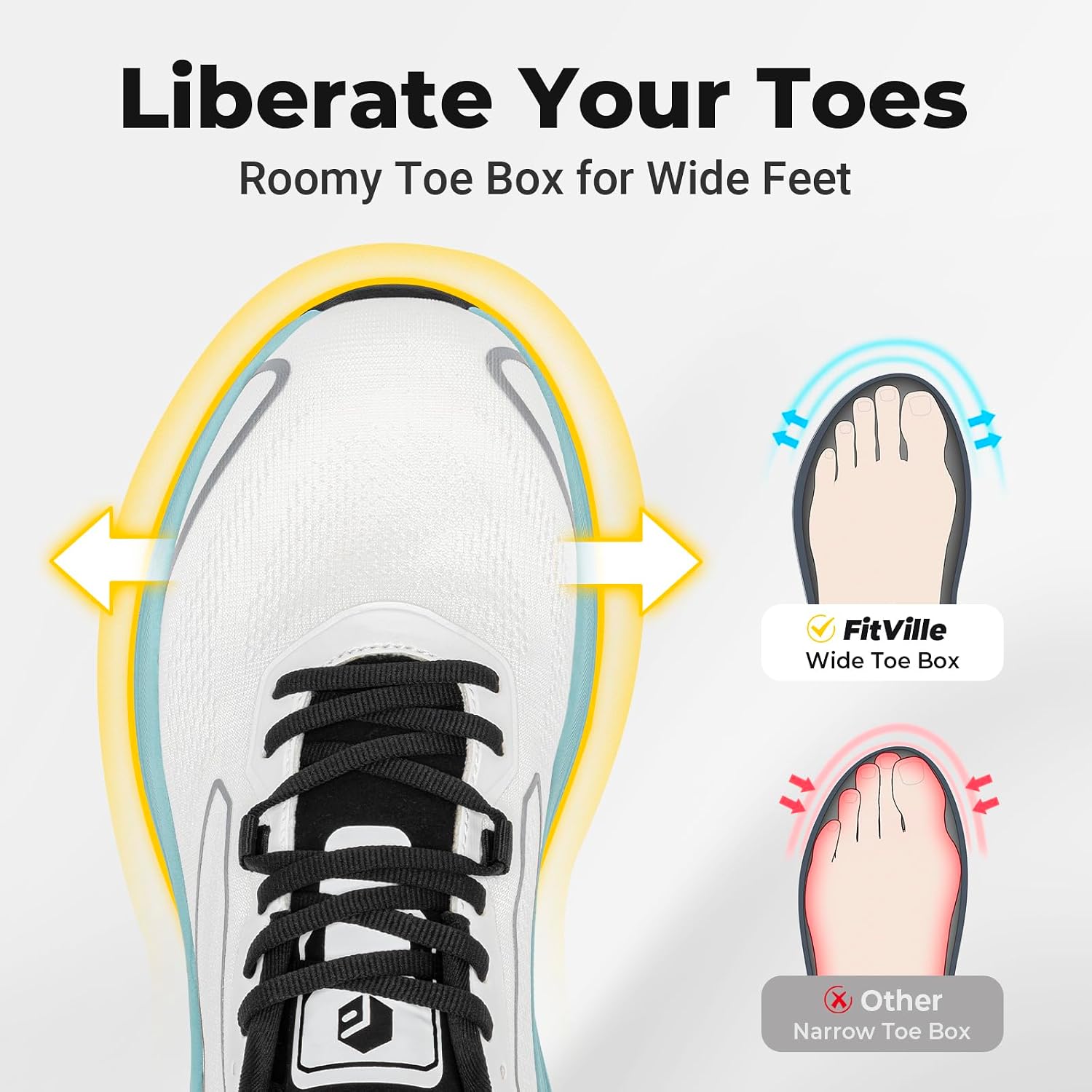 FitVille Men's Wide Fit Road R - Lightweight Road Running Shoes 评论和价格