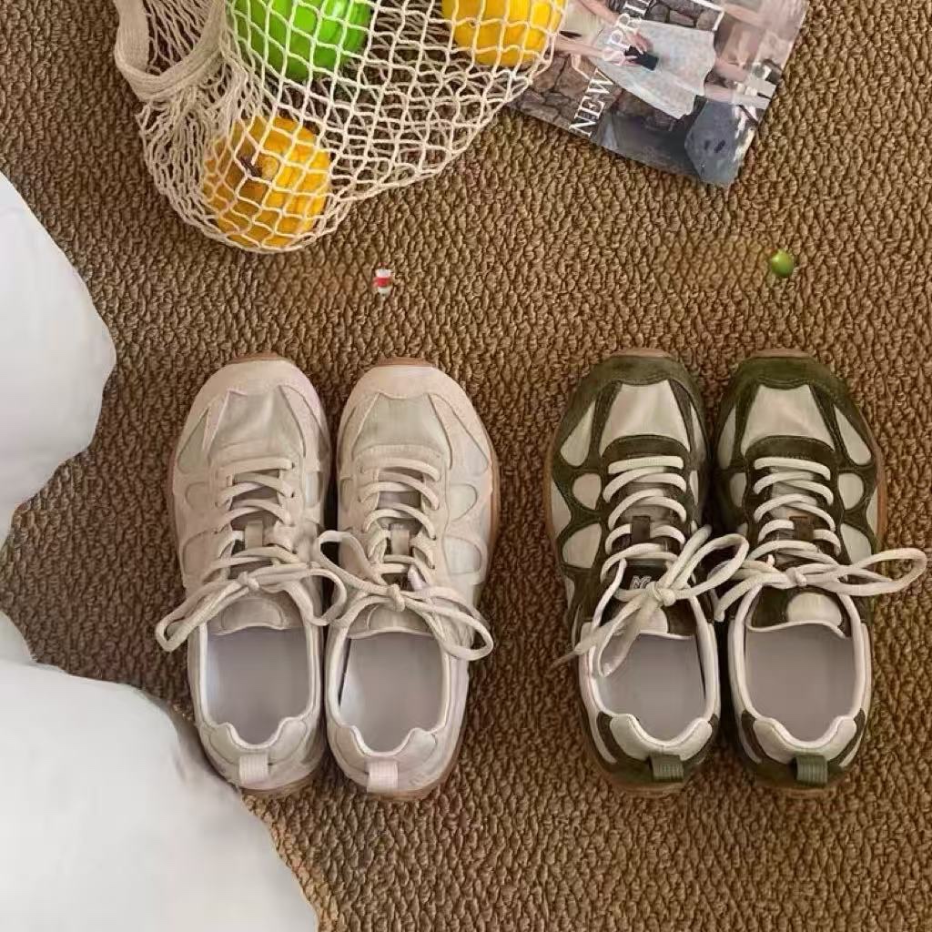 Vintage Patchwork Lace Up Snea - Sneakers 评论和价格