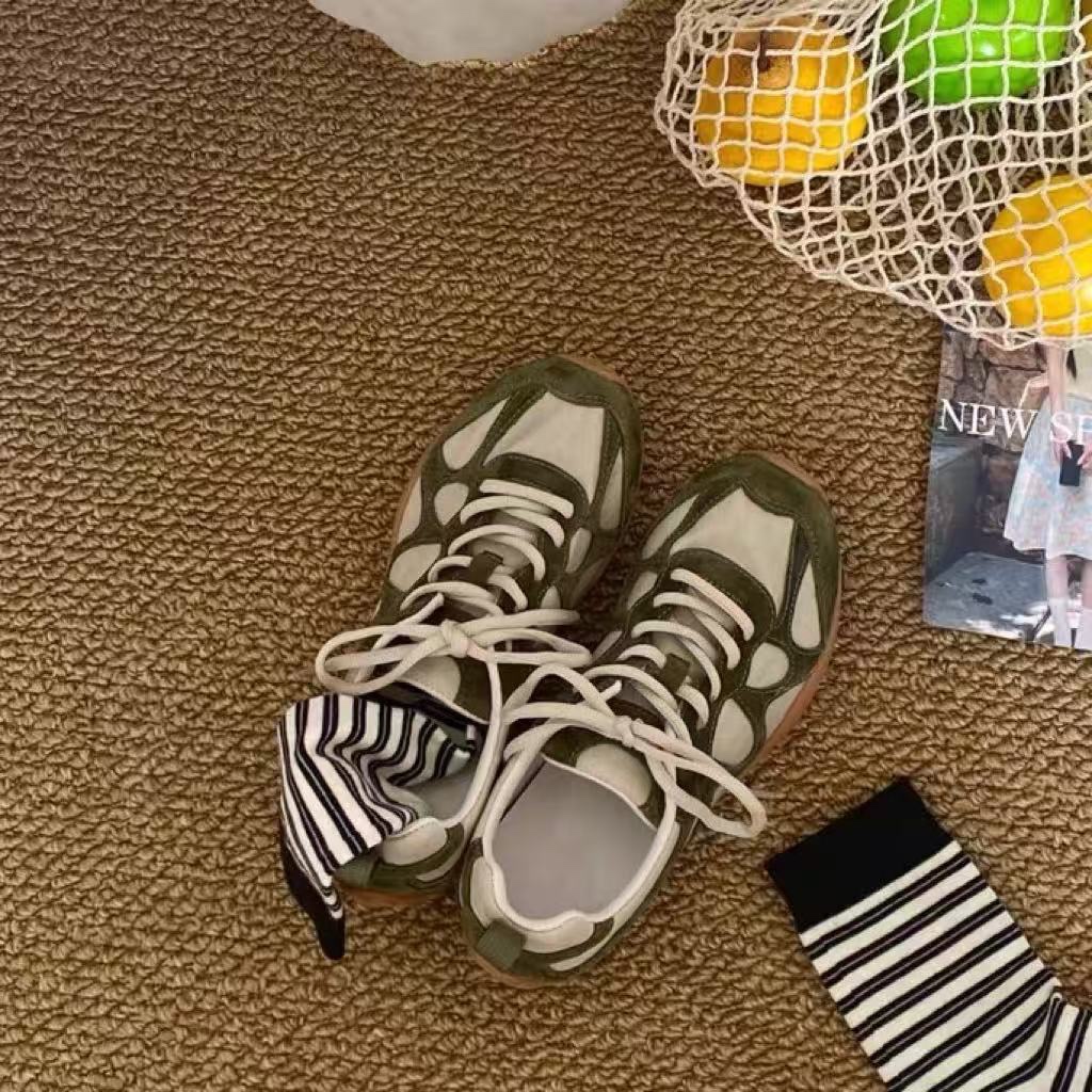 Vintage Patchwork Lace Up Snea - Sneakers 评论和价格