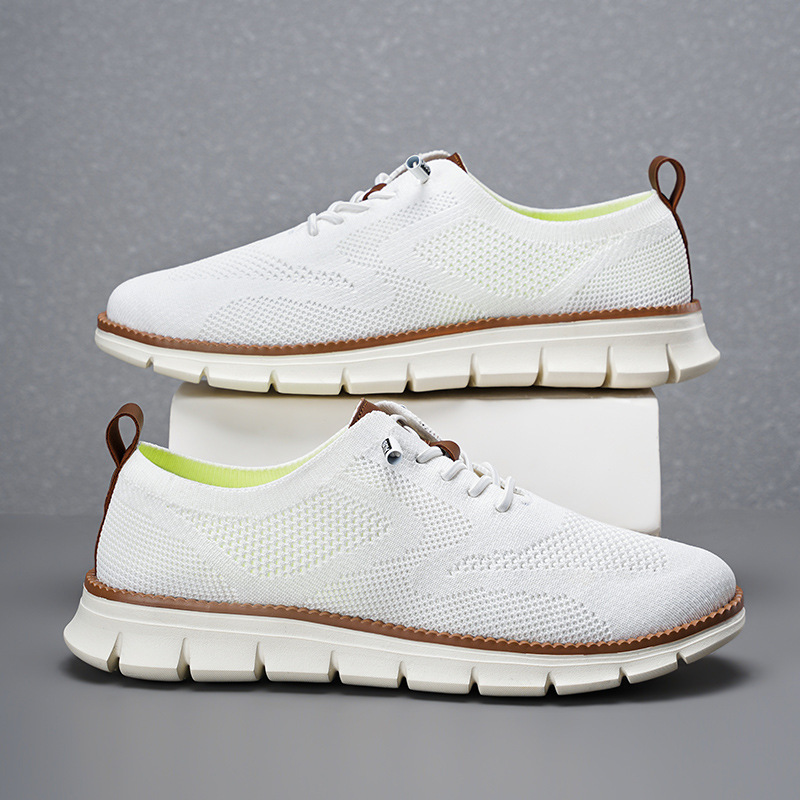 2026 New Men's Breathable Knit - Knit Fabric Lace Up Sneakers 评论和价格