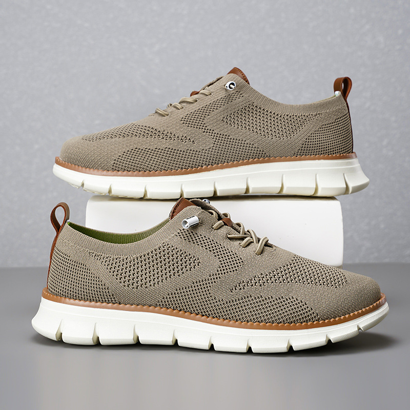 2026 New Men's Breathable Knit - Knit Fabric Lace Up Sneakers 评论和价格