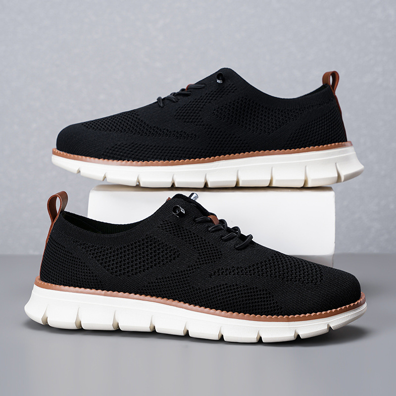 2026 New Men's Breathable Knit - Knit Fabric Lace Up Sneakers 评论和价格