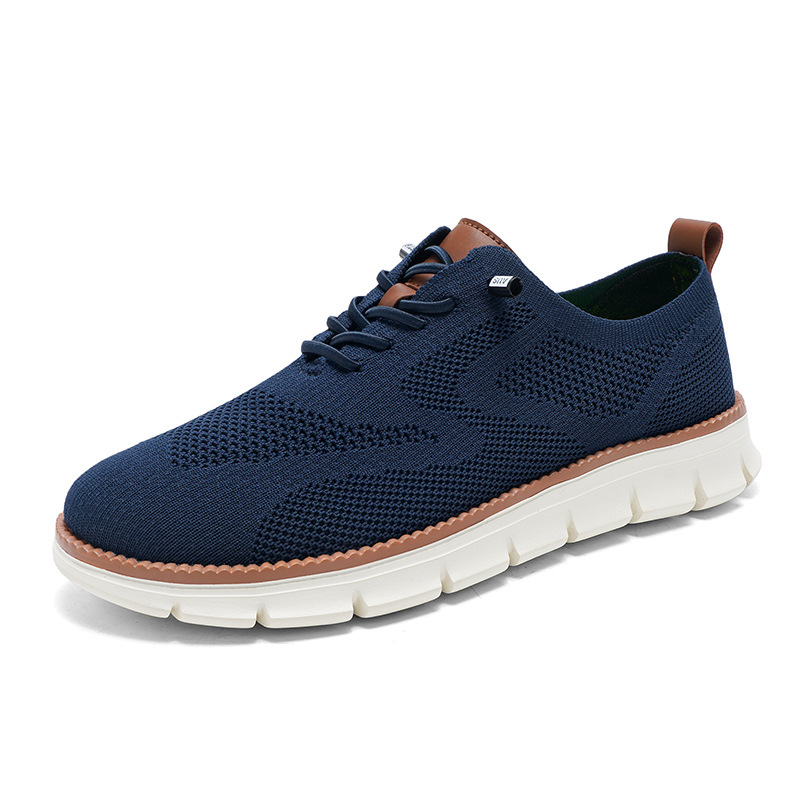 2026 New Men's Breathable Knit - Knit Fabric Lace Up Sneakers 评论和价格