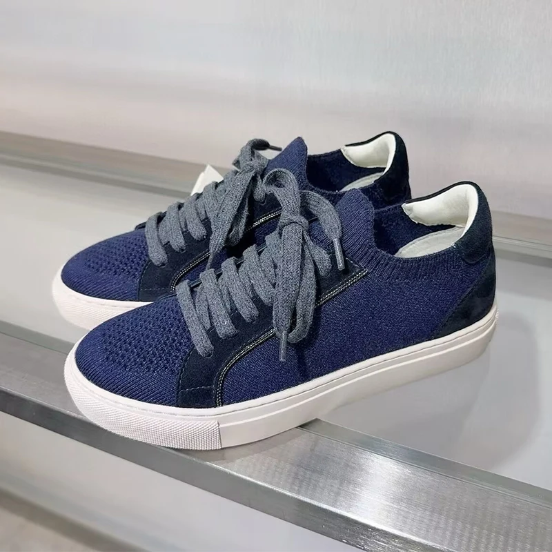 Women Knit Breathable Sneakers - Knit Fabric Lace Up Sneakers 评论和价格