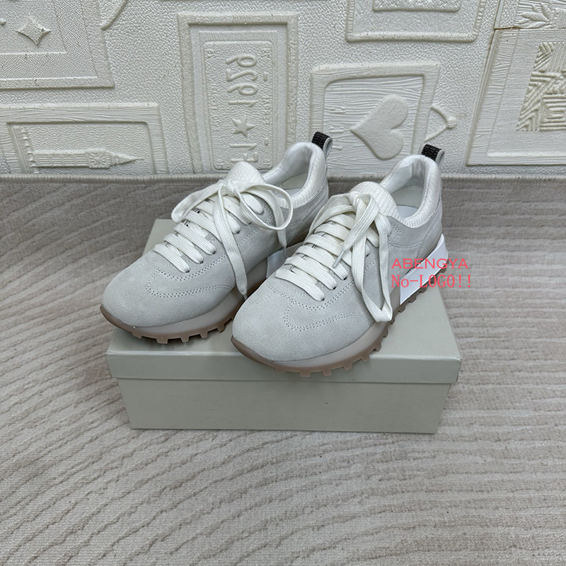 2025 White Knitted Suede Flat  - Knit Fabric Lace Up Sneakers 评论和价格